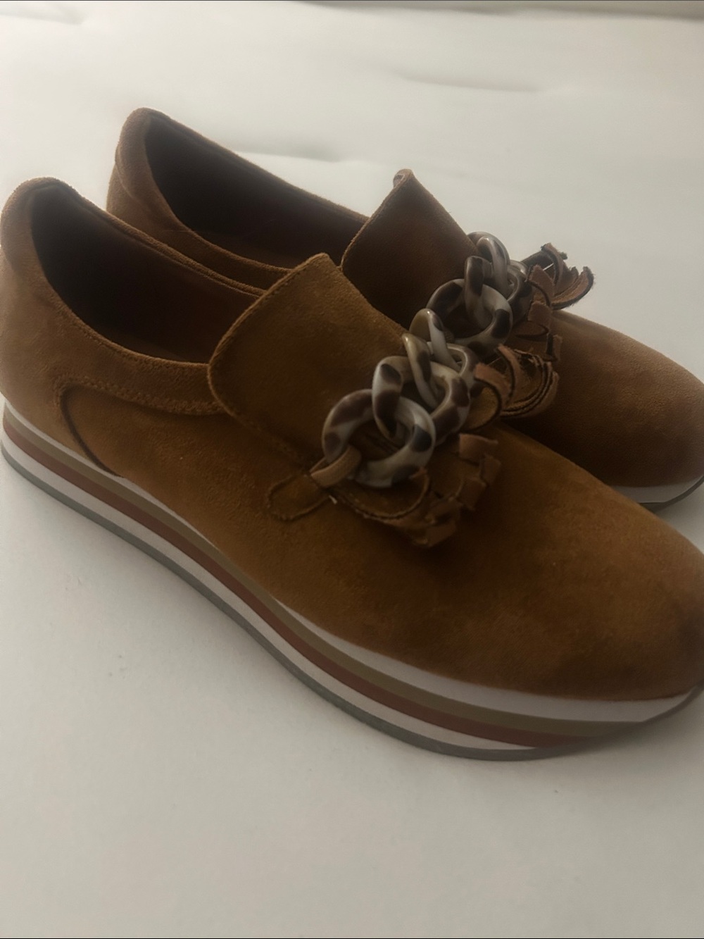 Coconuts by Matisse Brown Suede Slip-On Loafer with Chain Accent